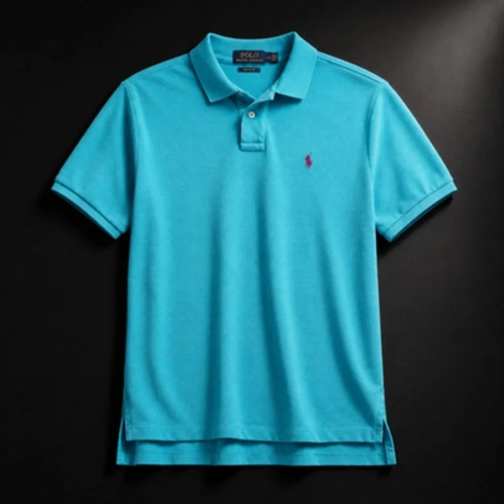 Polo Ralph Lauren Blue Custom Fit Polo Shirt Men's Large Pony Logo